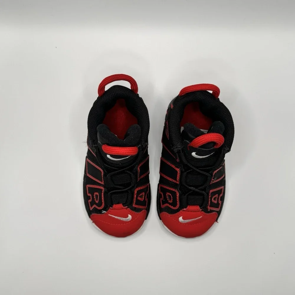 Nike Black Red Athletic Air‎ More Uptempo Boys Shoes Sneakers Size 6C Sports